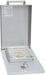 Stainless steel single side burner with a lid on a white background
