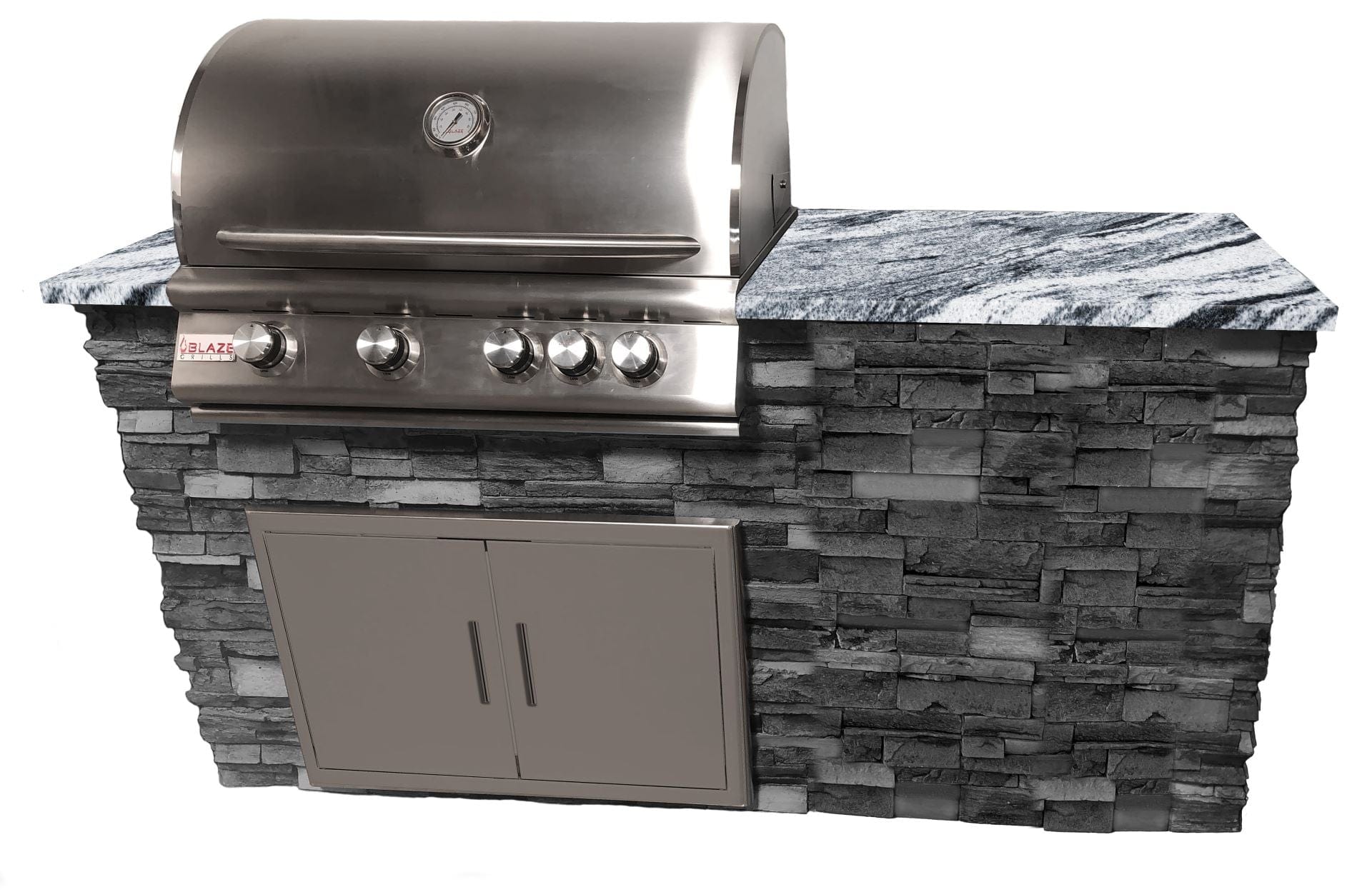 Grey Stacked Stone / Cloudy White Granite