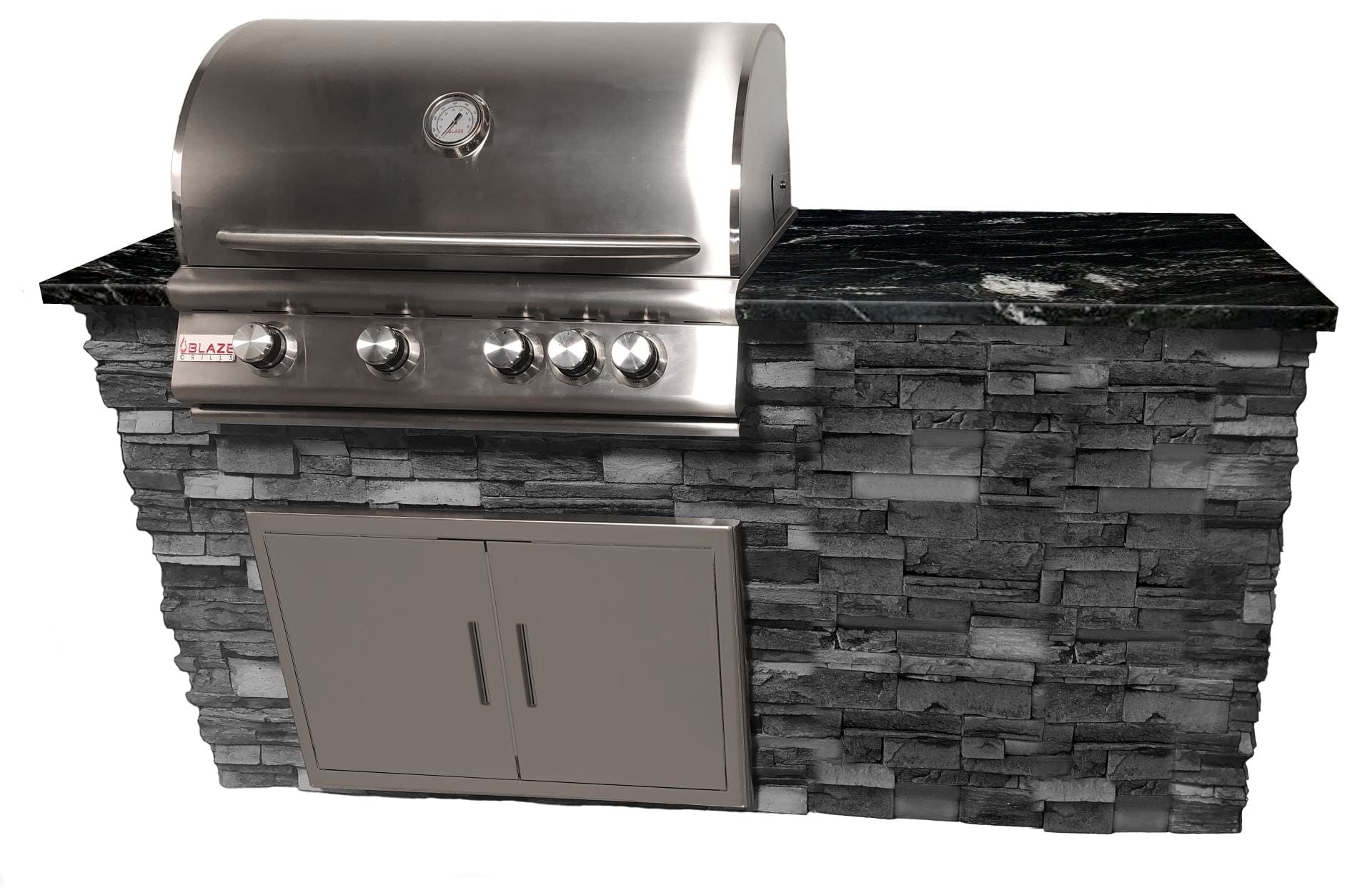 Grey Stacked Stone / Black Forest Granite