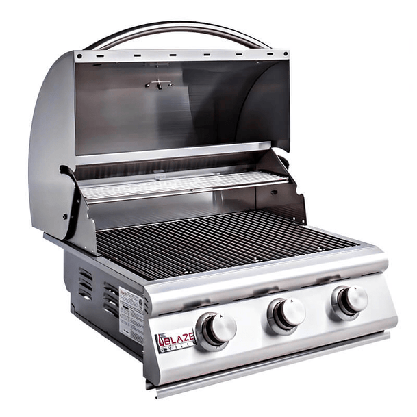 Double-lined hood on the Blaze Grill for efficient heat retention