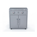 Stainless steel outdoor kitchen grill with two doors on a white background