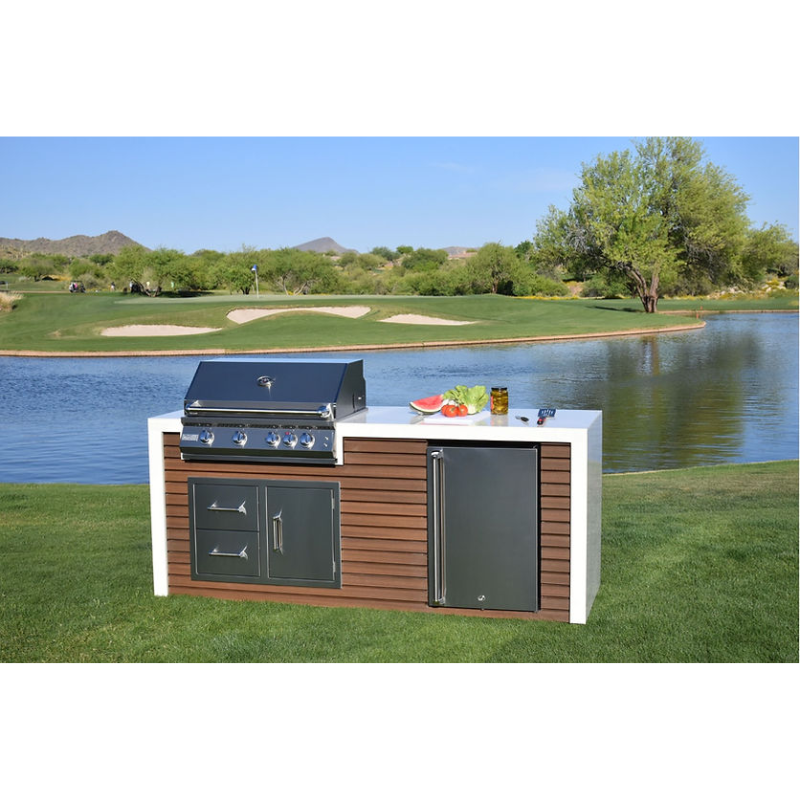 Kokomo Grills Professional Shiplap Outdoor Kitchen with Waterfall Edge