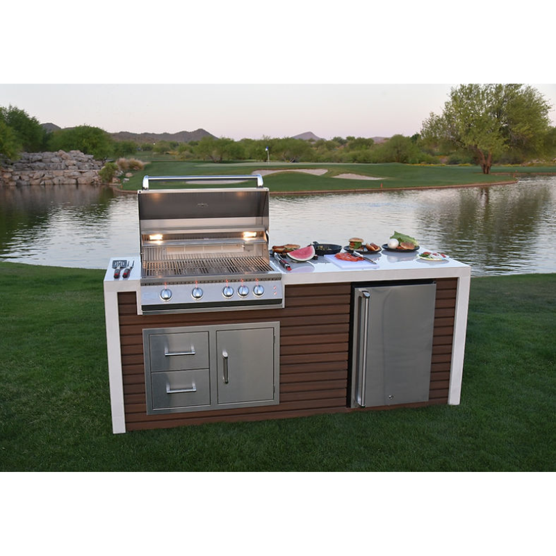 Kokomo Grills Professional Shiplap Outdoor Kitchen with Waterfall Edge