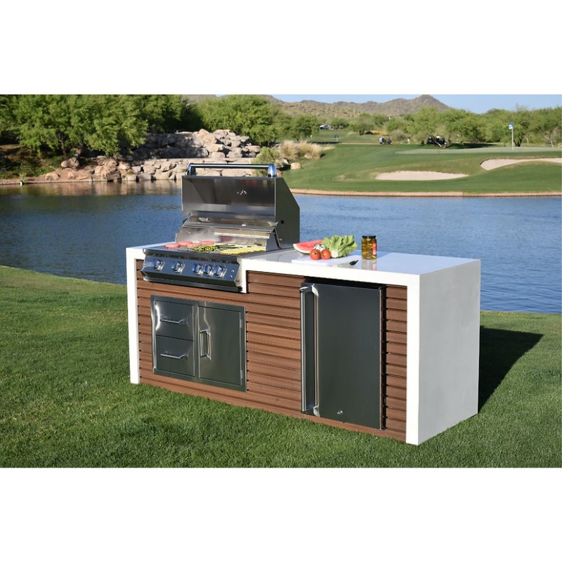 Kokomo Grills Professional Shiplap Outdoor Kitchen with Waterfall Edge