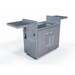 Gray outdoor kitchen cabinet with drawers and doors on a white background
