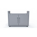 Gray outdoor storage cabinet with two doors on a white background