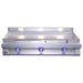 Stainless steel grill with LED lights on a white background
