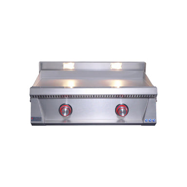 Le Griddle Pro Series 75Gas Griddle with red on knobs