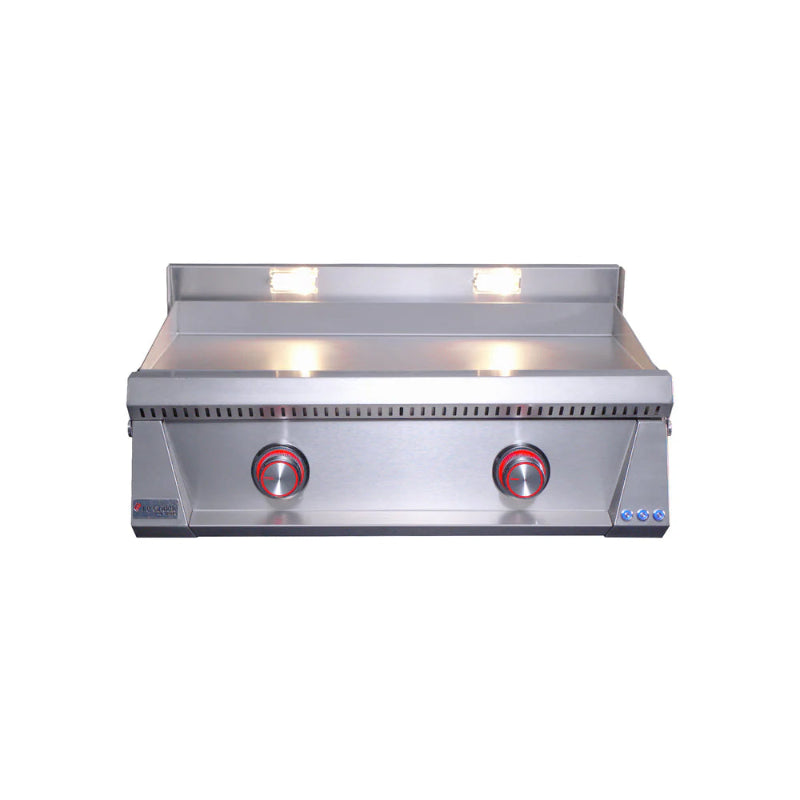 Le Griddle Pro Series 75Gas Griddle with red on knobs