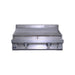 Stainless steel griddle on a white background