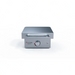 Stainless steel griddle with control knob on a white background