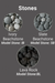 Three types of stones labeled 'Ivory', 'Slate', and 'Lava Rock' with corresponding model stone labels on a gray background.