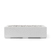 Rectangular concrete firepit with ivory beachstones and ash concrete finish